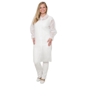 Bezoekersjas Non-woven met Drukknopen XL Wit Doos 50 stuks