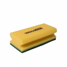 Wecoline Schuurspons Geel/Groen + Handgreep Pak 10 stuks