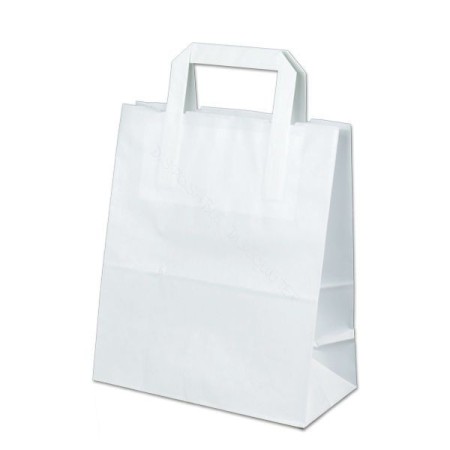 Papieren Draagtas 22x11x27cm Wit Effen Gebleekt Kraft 70grs Doos 250 stuks