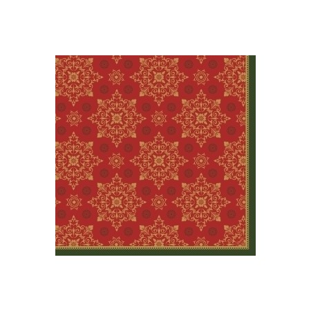 Duni Dunisoft Servetten 40x40cm 2-lgs 1/4-vouw Xmas Deco Red Pak 60 stuks - Op is op