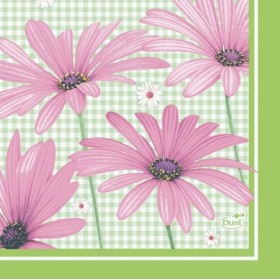 Duni Celstof Servetten 33x33cm 3-lgs 1/4-vouw Pink Flower Pak 250 stuks - Op is op