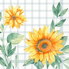 Duni Celstof Servetten 33x33cm 3-lgs 1/4-vouw Sunflower Day Pak 250 stuks