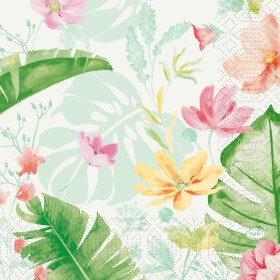 Duni Celstof Servetten 33x33cm 3-lgs 1/4-vouw Tropical Garden Pak 250 stuks - Op is op